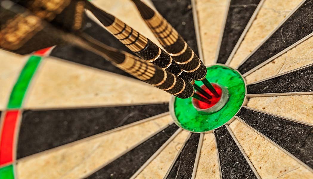 Success hitting target aim goal achievement concept background -